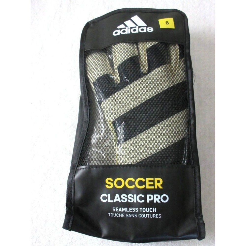 Men's Adidas Soccer Classic Pro Goalie Gloves White Black Seamless Touch NWT - Picture 6 of 7